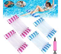 AOMAIGAD 4 Pcs Hamac Gonflable, Lit Flottant à Eau, Hamac Piscine, Flottantes Hamac, Hamac Gonflable Piscine, lit de Piscine Gonflable Pliant avec 1 Pompe à air (4PCS-2Bleu+2Rouge)