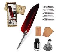 AOMAYLL Stylo Dip à Plume Set,Rétro Plume d'Oie Stylo de Calligraphi - avec 5 Plumes de Rechange, pour Signatures,Dessin,Ecriture,Décoration et Cadeau