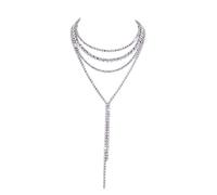 Aomcisi Collier plastron sexy avec strass pour femme, Métal, Strass