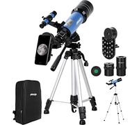 Aomekie Télescope Astronomique Adulte 400/70mm Lunette Astronomique Réfracteur avec Adaptateur de Téléphone Trépied Ajustable et Chercheur pour Débutants (40070 avec Sac)