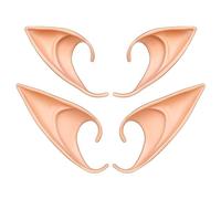 Aomig 2 Paires Oreille Elfe Femme, Elf Ears, Latex Fée Oreilles en Latex pour Cosplay Oreilles d'Elfe Halloween Noël Toute Soirée à Thème(12.5cm & 10cm)