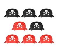 AOMIG Bandana Pirate,8PCS Motif Pirate fichu bandanas, Pirate Enfants Accessoires, Pirate Déguisement Accessoires pour Halloween, Rouge+Noir