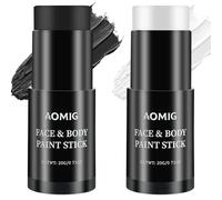 Aomig Camouflage Peinture Visage Crayon corporel en bâton, Crayon Visage et Corporel en Bâton, Camouflage de Faciale Couleurs D’armée, Maquillage de Peinture Corporel halloween, B-Noir+Blanc (40 g)