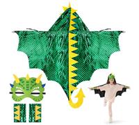 Aomig Cape Dinosaure 3pcs Costume Dragon et Cape, Masque pour Cosplay Halloween Carnaval Noël Fête