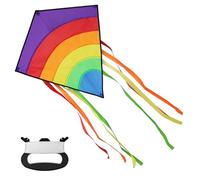 Aomig Cerf Volant Enfant Adulte, 65x75cm Arc-en-Ciel Cerf-Volant Facile à Voler, Forme Losange Kite pour Débutants avec 80m Corde 150m Queue, Kite Rainbow Monofil pour Activités de Plein Air