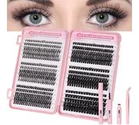 Aomig Extension Faux Cils Individuel, 570 Pcs Kit de DIY Extensions de Cils Professionnel en Bouquets Individual avec Lash Bond, Natural D Curl Cils pour Débutants(30D+40D+50D+60D+80D+100D, 8-16mm)