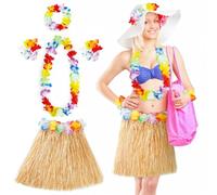 Aomig Jupe Hawaïenne, Déguisement Hawaïen Accessoires 40cm Jupe Hawaïenne en Paille avec Taille Élastique en Herbe Hula, Fournitures de Fête d'Été Parfaites à Hawaii Aloha Beach(Couleur Paille)