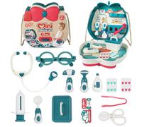 Aomig Malette de Docteur Enfant, Kit de Médecin Déguisement de Docteur Enfant avec Stéthoscope, Thermomètre, Sac de Médecin Portable, Jouet d'Imitation et Educatif Cadeau pour Enfants dès 3 Ans