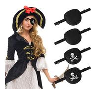 AOMIG Patch d'oeil, 4Pcs Patch D'oeil Strabisme Ajustable Cache-Oeil, Cache-Oeil pour Enfant Adulte Amblyopie Strabisme, Masque pour Les Yeux de Pirate pour Halloween Noël Pirate Fête Cosplay