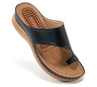 Aomigoct Sandales compensées pour femme : sandales orthopédiques confortables pour femme, tongs d'été habillées pour la marche, décontractées, noir, 40 EU