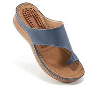 Aomigoct Sandales compensées pour femme : sandales orthopédiques confortables pour femme, tongs d'été habillées pour la marche, décontractées, bleu, 37 EU