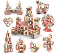 AOMIKS 173Pcs Tuiles Magnétiques 3D Mini Blocs Aimants pour Enfants Éducatifs Apprentissage et Créativité STEM Jouets de Construction pour Filles et Garçons (Couleur Morandi)