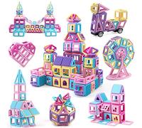 AOMIKS Blocs Magnétiques pour Enfants 173 Pièces Mini Tuiles de Construction Magnétiques Couleur Macaron Blocs de Construction 3D Jouets Éducatifs STEM pour Filles et Garçons