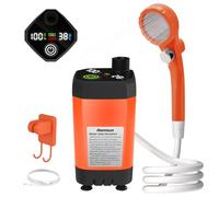 Aomiun Douche de Camping, Camping Douche Portable Pompe de Douche de Camping Kit de Douche d'extérieur pour Camping-Car Douche de Camp Kit de Douche Réglable à Affichage Numérique Intelligent