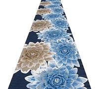 AOMRUN Tapis Couloir Tapis De Passage D'allée Tapis de Tapis de Ferme antidérapant antidérapant de Conception de Fleurs Bleues, Personnalisable (Color : Multi-Colored, Size : 0.6x3.5m)