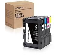 Aomya Cartouche de Sublimation SG500 SG1000 Mise à Jour Compatible avec l'imprimante Sawgrass Virtuoso sg500 sg1000 Set de 4 Cartouches d'imprimante de Sublimation (Noir, Cyan, Magenta, Jaune)