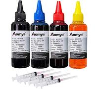 Aomya Kit de Recharge d'encre 100 ML pour Cartouches d'encre HP 61 60 62 63 950 951 564 920 901 pour Cartouches d'encre Rechargeables ou système CIS CISS 4 Couleurs avec 4 seringues gratuites