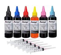 Kit de Recharge d'encre Universel Aomya 600 ML pour HP Canon Epson Brother Toutes Les imprimantes Cartouches d'encre Rechargeables CISS 6 Couleurs avec 4 seringues gratuites (BK, C, M, Y, LM, LC)