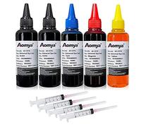 Aomya Kit de Recharge d'encre Universelle 500 ML pour imprimantes HP Canon Epson Brother Lexmark Cartouches d'encre Rechargeables CISS CIS Système 4 Couleurs avec 4 Anneaux Libres (2BK, C, M, Y)