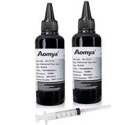 Aomya Lot de 2 Noir 100ml x 2 flacons de Recharge d'encre colorante Universelle pour imprimantes HP Canon Epsn Brother Lexmark Cartouches Rechargeables Système CISS CIS avec seringue Gratuite