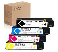 Aomya Lot de 4 cartouches d'encre de rechange 970XL 971XL pour imprimantes HPQ 971 970 970XL 971XL, compatibles avec Officejet Pro X576dw X476dw X476dn X551dw X451dn X451dw