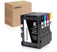 Aomya Lot de 4 cartouches d'encre de sublimation série A SG500 SG1000 compatible avec imprimante Sawgrass Virtuoso SG500 SG1000 (série A, noir, cyan, magenta, jaune)