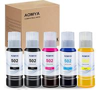 Aomya T502 502 Bouteilles de recharge d'encre de rechange pour Ecotank ET2760 ET2750 ET-3760 ET-2850ET-4760 ET-15000 ET-3710 ET-3850 ET-3750 ET-4850 ET4750 ET370 0 ST-40 Imprimante 00 (2BK, C, M, Y)