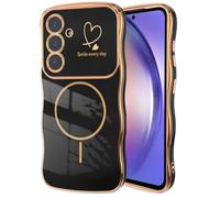 AOMYKE Magnétique Coque pour Samsung Galaxy A54 5G, Compatible avec MagSafe Étui pour Téléphone Portable Forme Ondulée Résistant aux Chocs Électrodéposé TPU Case， Noir