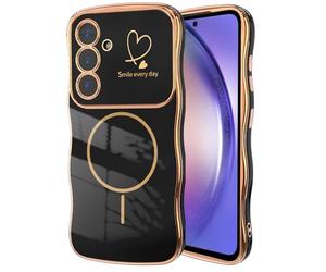 AOMYKE Magnétique Coque pour Samsung Galaxy A54 5G, Compatible avec MagSafe Étui pour Téléphone Portable Forme Ondulée Résistant aux Chocs Électrodéposé TPU Case， Noir