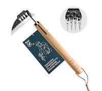 aon Binette Japonaise Multifonction & Désherbeur Manuel, Double Tête en Acier Forgé avec 4 Dents et Manche Ergonomique en Bois, pour Potager, Entretien du Jardin et Plates-Bandes Surélevées