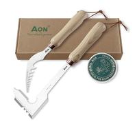 AON Set de 2 Désherbeurs Manuels Couteau Désherbeur Manuel en Acier Traité, Manches en Bois de Frêne, Idéal pour Jardins et Pelouses, Élimine avec Précision et Efficacité Mauvaises Herbes et Racines