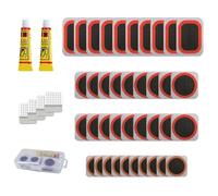 AONAT 44 Pièces Kit Réparation Pneu Vélo, Rustines Auto-adhésives, Kit de Crevaison avec Boîte de Rangement, Réparation Pneu Vélo Route et Montagne, Adapté aux Vélo Gonflables et Bateaux