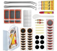 AONAT 56 Pièces Kit Reparation Velo, Kit Reparation Pneu Velo, Kit Crevaison Velo Comprend 32 Rustines pour Pneus de Vélo, 2 Pieds-De-Biche, Convient aux VTT, Vélos de Route, Motos
