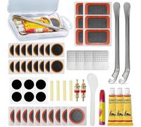 AONAT 56pcs Kit Réparation Pneus Vélo,Trousse Outils de Vélo,Kit de réparation de crevaison Auto-adhésif,Multifonction Vélo Réparation Outil,avec Vulcanisation Rustine,pour Vélos de Route