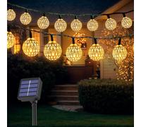 AONAT 7 m 50 LED Guirlande lumineuse LED marocaine, Solaire Guirlande Lumineuse Exterieure, IP65 étanches 8 Modes de Lumière, lumineuses solaire, pour Jardin, Terrasse, Mariage et Fête（Blanc chaud）