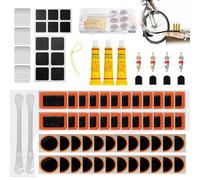 AONAT 79 Kit de RéParation Pneus de véLo, Kits de réparation, avec 48 de Vulcanisation Rustine, pour rustine véLo Chambre a air, VTT, Pneu Moto, Les vélos de Route et de