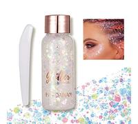 AONAT Body Glitter gel,Paillettes Visage,Mermaid Sequins Body Glitter,Liquide Fard À Paupières Glitter,For Festival Masquerade Birthday Makeup,Cosmétique,Corps,Visage,Cheveux,Ongles(Blanc)