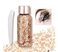 AONAT Body Glitter gel,Paillettes Visage,Mermaid Sequins Body Glitter,Liquide Fard À Paupières Glitter,For Festival Masquerade Birthday Makeup,Cosmétique,Corps,Visage,Cheveux,Ongles(Or rose)
