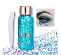 AONAT Body Glitter gel,Paillettes Visage,Mermaid Sequins Body Glitter,Liquide Fard À Paupières Glitter,For Festival Masquerade Birthday Makeup,Cosmétique,Corps,Visage,Cheveux,Ongles(Bleu)