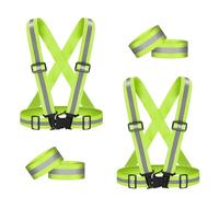 AONAT Gilet de Sécurité,2 PCS Gilet Réfléchissant et 4 Pièces Bracelets de Sécurité Réfléchissant,Réfléchissant Réglable Elastique Gilet de Sécurité pour Le vélo,la Marche,la Course