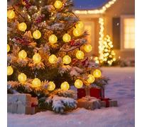 AONAT Guirlande lumineuse LED marocaine, 7 m, 50 LED, IP65 étanches 8 Modes de Lumière, Boules Doré Style Oriental Marocai, lumineuse solaire, pour Jardin, Terrasse, Mariage et Fête（Blanc chaud）