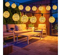 AONAT Guirlande lumineuse LED Marocaine Solaire 7M 50 Boules Métalliques,Blanc Chaud,8 Modes,IP65 Étanche, Extérieure pour Jardin Terrasse Balcon Mariage Fête Intérieur Extérieur