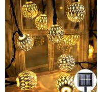 AONAT Guirlande Lumineuse Solaire Marocaine 7M 50 LED Blanc Chaud, IP65 Étanche avec 8 Modes - Guirlande Extérieure pour Jardin, Terrasse, Balcon, Mariage et Noël