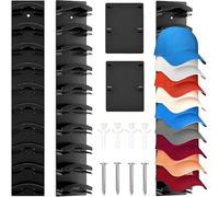 AONAYO Lot de 2 supports muraux pour casquettes - Avec adhésif puissant - Pour jusqu'à 20 chapeaux - Pour chambre, porte, armoire - Noir
