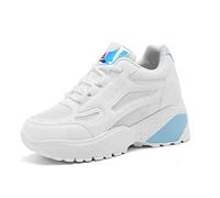 AONEGOLD Baskets Compensées Femmes Chaussure de Sport Fitness Léger Respirant Sneakers Basses Compensées(Blanc-3802,37EU)