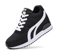 AONEGOLD Baskets Compensées Femmes Chaussure de Sport Gym Fitness Sneakers Basses Compensées 7 cm Jogging Voyage Respirantes(Noir,42 EU)