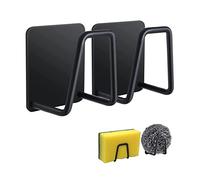 AONEGOLD Lot de 2 Porte-éponges en Acier Inoxydable 304 Blanc, Support Auto-adhésif Étanche pour Évier de Cuisine, Crochet Rangement pour Éponge à Vaisselle (Noir/2pcs)