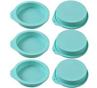AONEGOLD Moules ronds en silicone, lot de 6 moules antiadhésifs de 4 pouces, pour cuisson de gâteaux, muffins et fabrication de sous-verres en résine (4 inch (6 count))