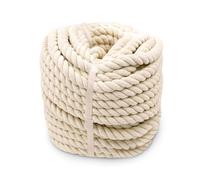 Aoneky Corde en Coton Torsadée 10mm/14mm, 15M/30M - Cordon en Coton en Fibres Naturelles en 3 Brins pour Décoration de Maison, Macramé, DIY Panier en Corde, Hamac,Corde de Rideau(14mm 15M)