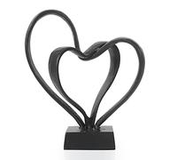 Aoneky Statue en Coeur Métale - Sculpture d'amour Moderne pour Anniversaire de Mariage, Cadeau de Saint-Valentin - Décoration Romantique pour Salon Maison (Noir)